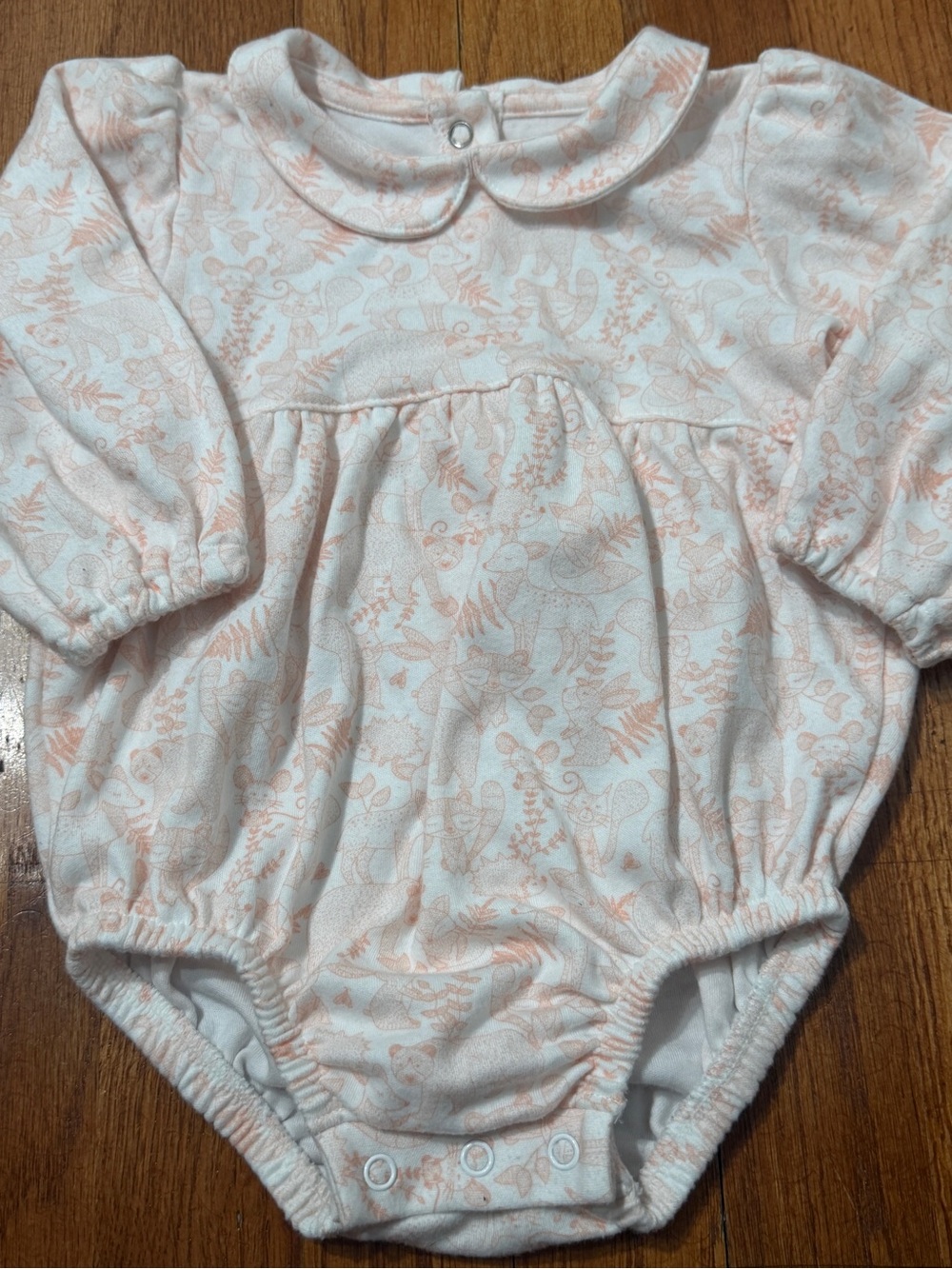 Baby Girl Woodland Animal Bubble Romper Peter Pan Collar Lullaby Club Pink White